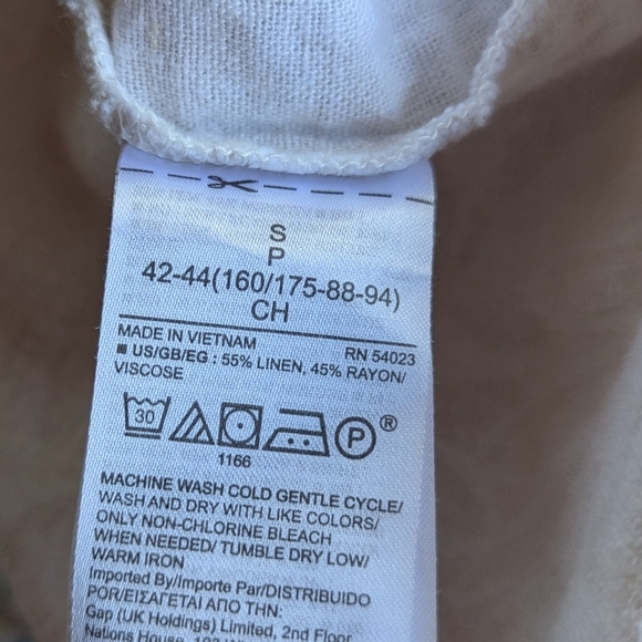 GAP Pull-On Utility Drawstring Linen Shorts White Tan Floral Pockets Small - Picture 8 of 9